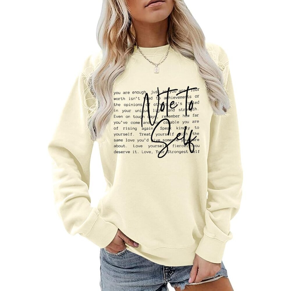 Women’s Cotton Blend Inspirational Sweatshirt You Are Enough Casual Top - Picture 1 of 7